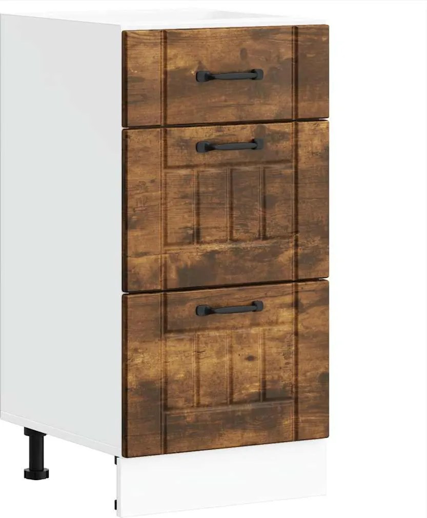 vidaXL Dulap de bază de bucătărie „Lucca” din lemn de stejar afumat