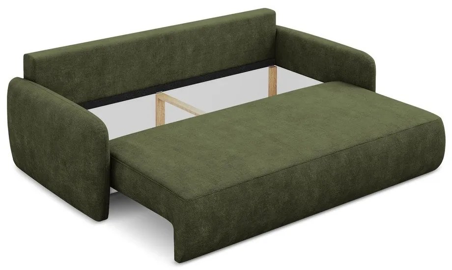 Canapea verde extensibilă/cu spațiu de depozitare cu tapițerie din chenille 218 cm Lilo – Makamii