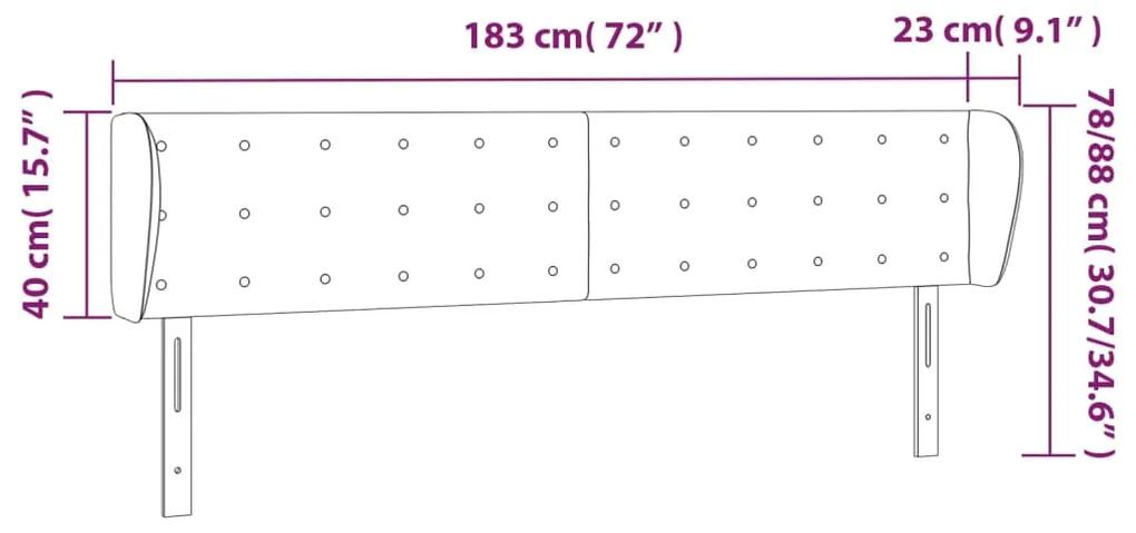 Tablie de pat cu aripioare gri inchis 183x23x78 88 cm textil 1, Morke gra, 183 x 23 x 78 88 cm