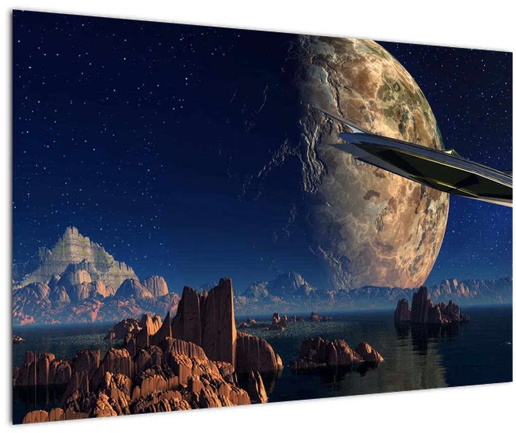 Tablou - Vizita extraterestrului (90x60 cm)