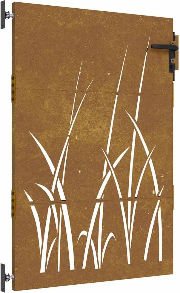 vidaXL Poartă de grădină 85x125 cm, oțel corten, design cu iarbă