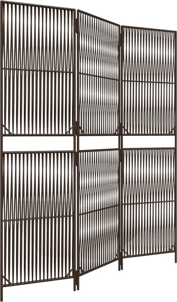vidaXL Separator de cameră cu 3 panouri, maro, poliratan