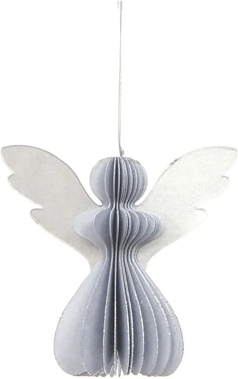 Decorațiune din hârtie pentru Crăciun, formă înger Only Natural, 12,5 x 7,5 cm, argintiu