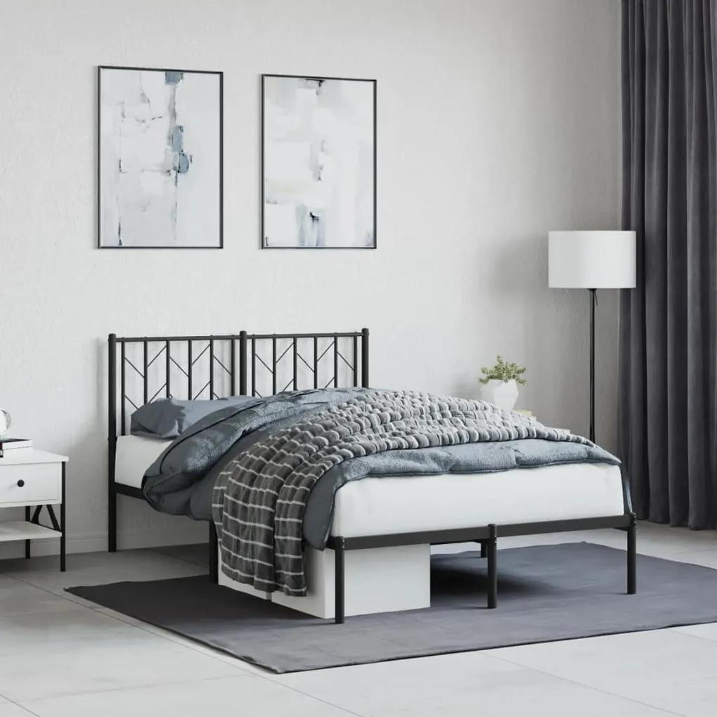 374435 vidaXL Cadru de pat metalic cu tăblie, negru, 120x200 cm