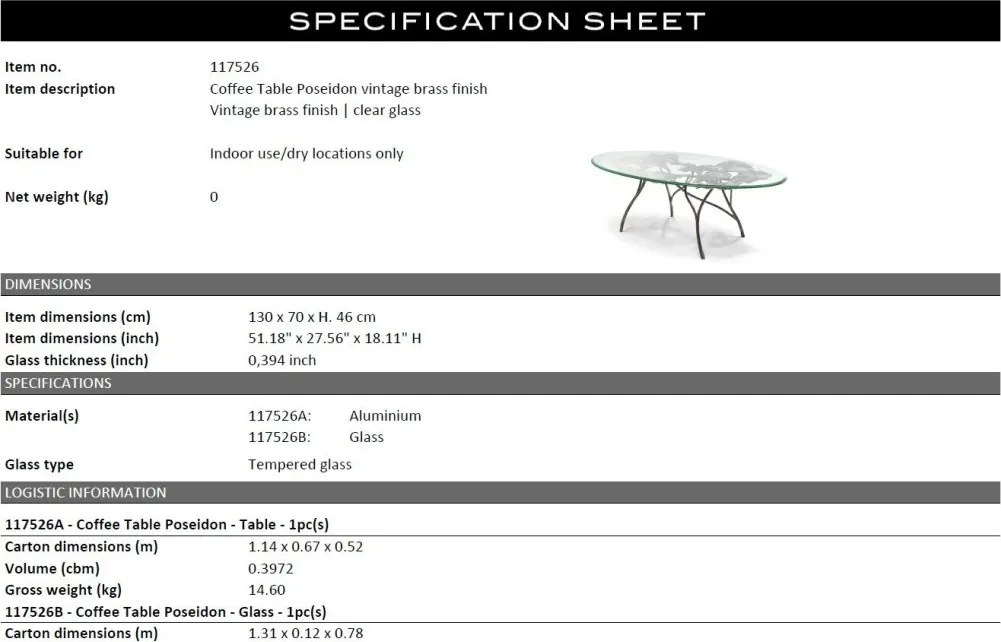 Masuta de cafea design LUX Poseidon