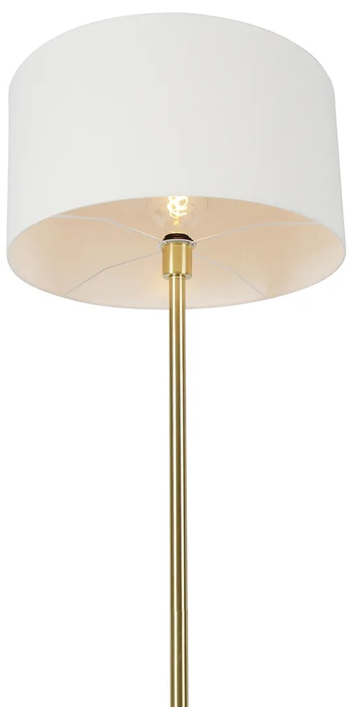 Lampă de podea din alamă cu abajur alb 50 cm - Simplo