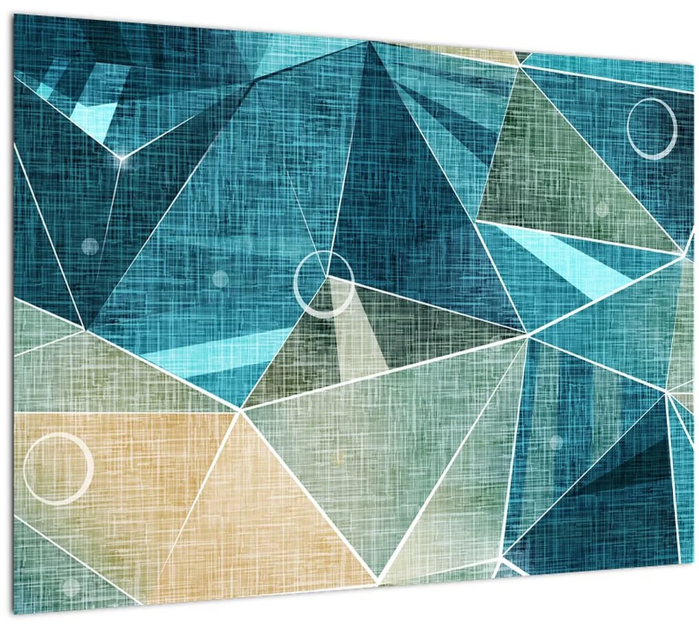 Tablou pe sticlă - Abstract turcoaz (70x50 cm)