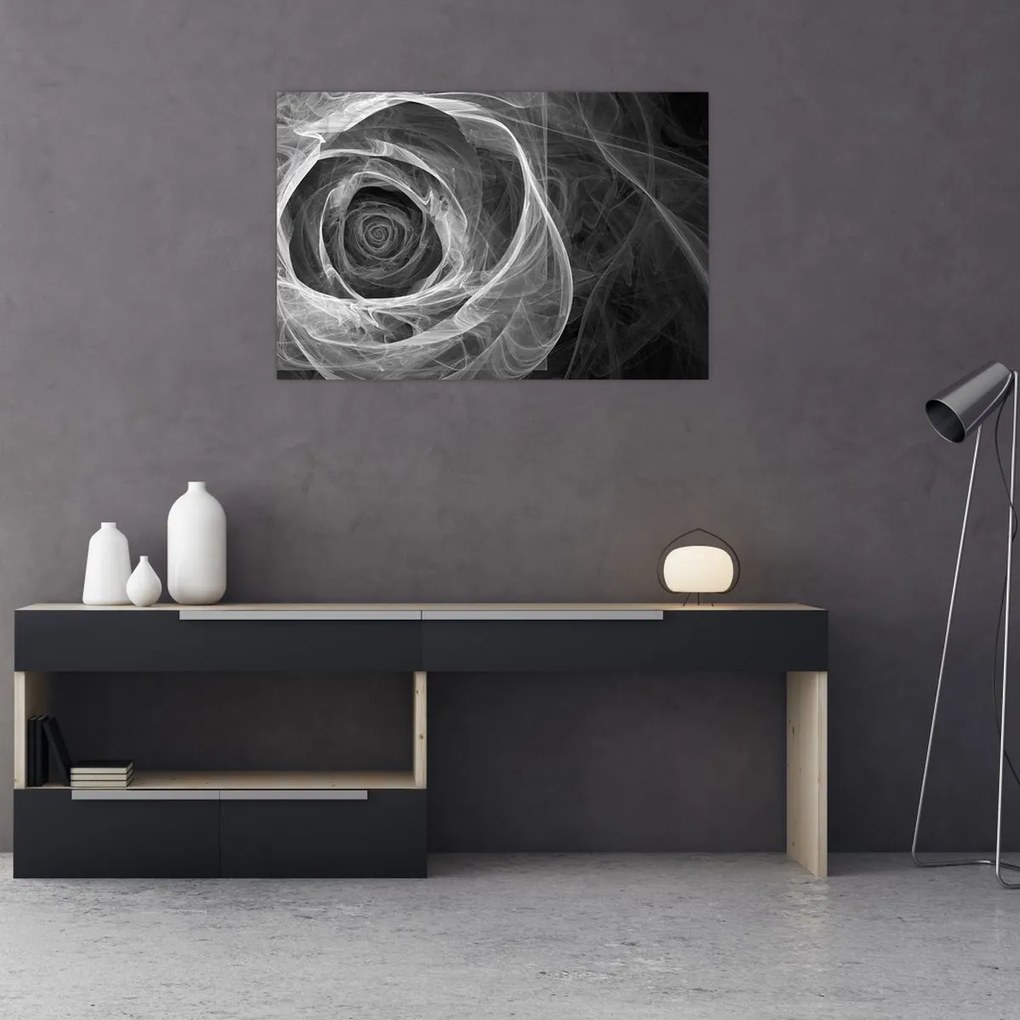 Tablou - Abstract trandafir negru și alb (90x60 cm)