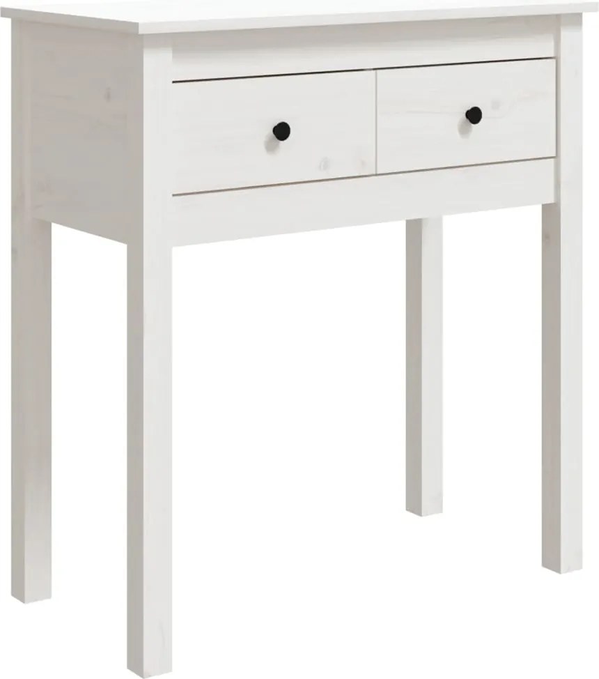 vidaXL Masă consolă, alb, 70x35x75 cm, lemn masiv de pin