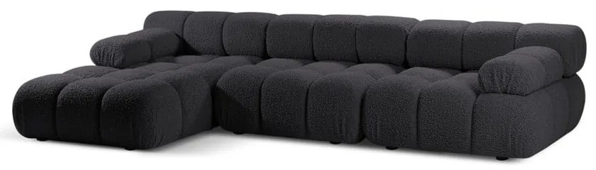 Colțar modular gri antracit cu tapițerie din țesătură bouclé (cu colț pe partea stângă ) Bellis – Micadoni Home