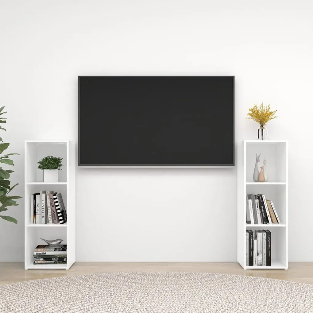 vidaXL Dulapuri TV, 2 buc., alb, 107x35x37 cm, lemn prelucrat