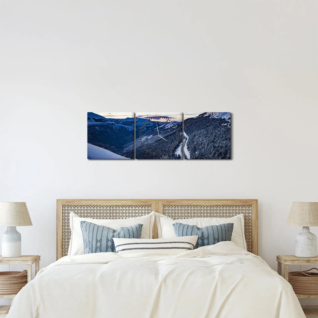 Tablou - Pantă înzăpezită (cu ceas) (90x30 cm)