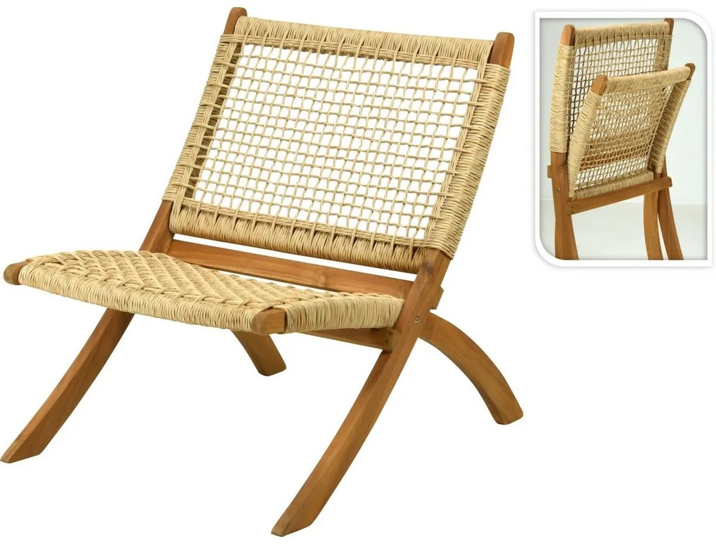 Fotoliu pliabil Relax, lemn de acacia , 78 x 63 xîn.73 cm