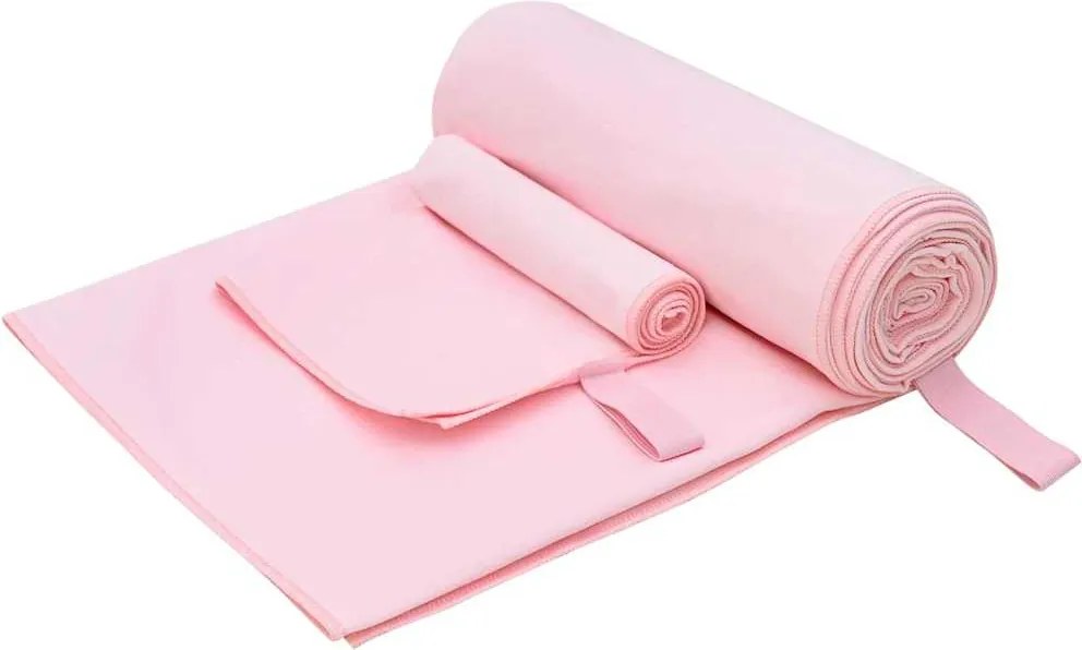 vidaXL Set de Prosoape Sport 2 pcs Roz țesătură