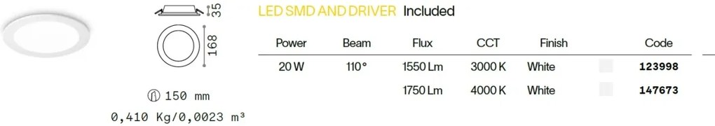 Spot incastrabil LED GROOVE 20W ROUND 4000K