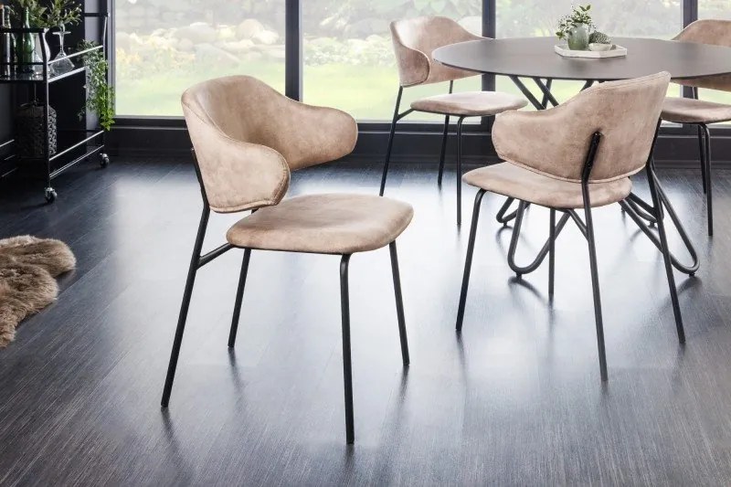 Set 2 scaune stil modern Tracy Alpine, catifea sampanie-greige