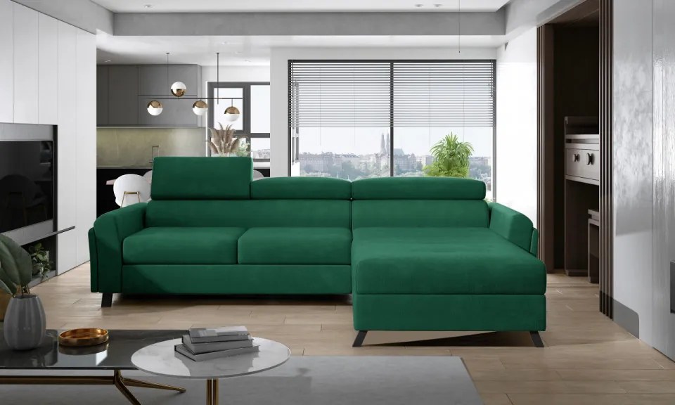 Coltar extensibil cu spatiu pentru depozitare, 300x98x190 cm, Mariall R01, Eltap (Culoare: Verde inchis / Monolith 37)