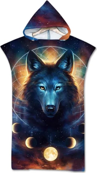 Poncho de plaja MOON WOLF colorat 80x145 cm