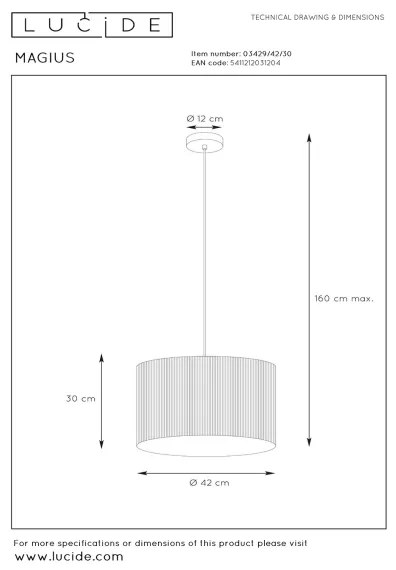 Lustră pe cablu MAGIUS 1xE27/40W/230V Lucide 03429/42/30