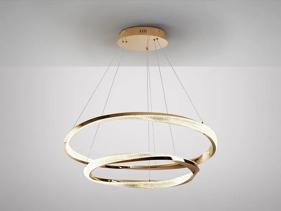 Lustra LED suspendata design circular Orbitas aurie