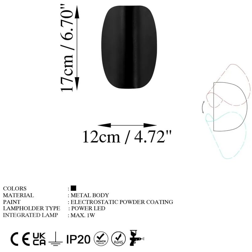 Aplică de perete neagră LED Heybe – Opviq lights