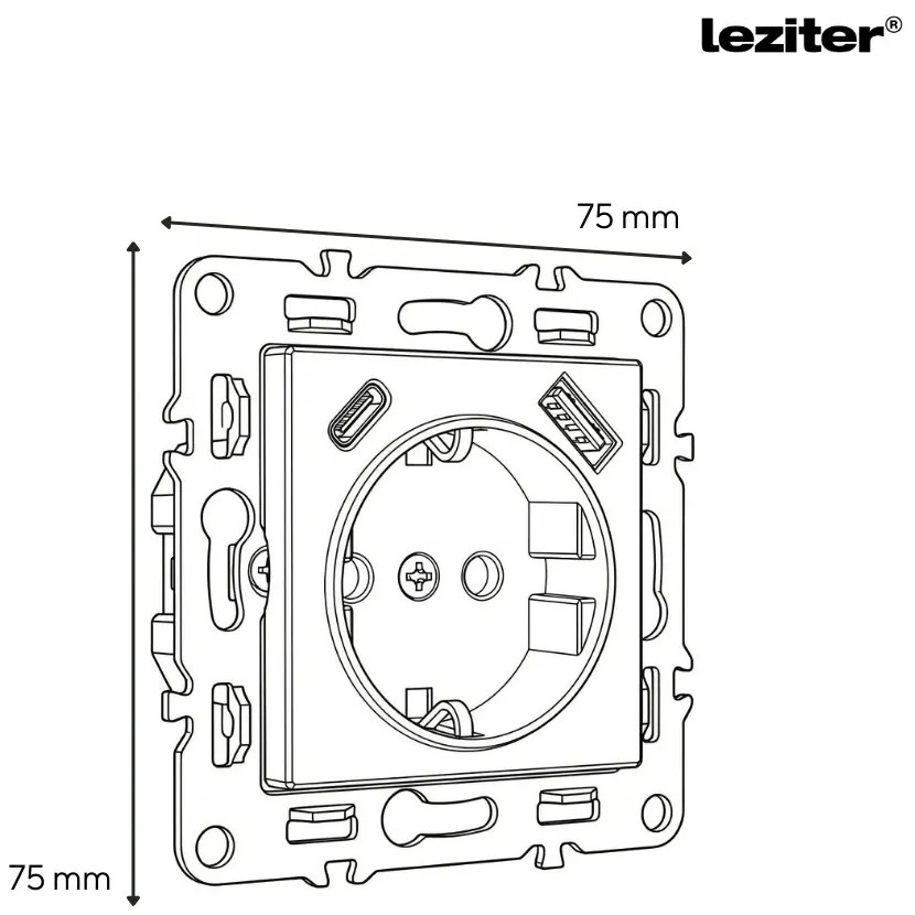 Priză de curent Nova cu împământare și conector USB 2A alb