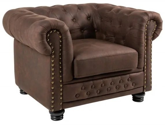 Fotoliu clasic stil englezesc Chesterfield II, maro vintage