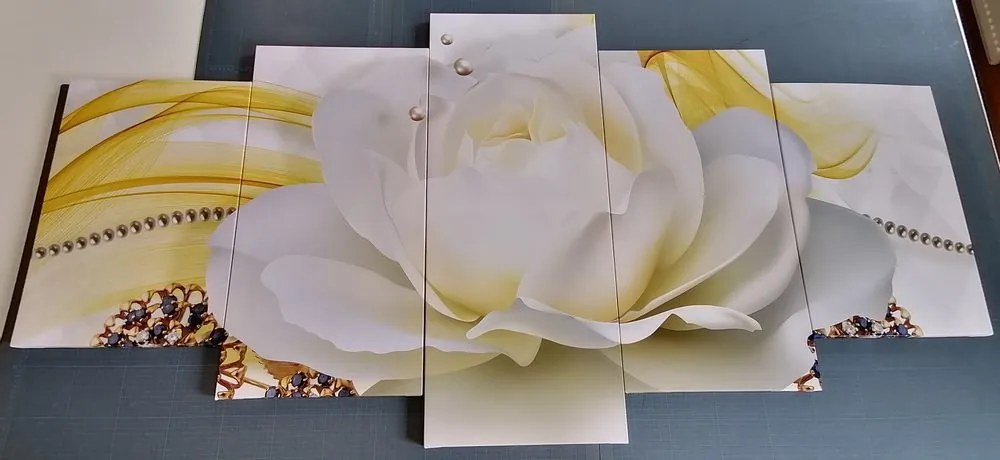 Tablou 5-piese trandafir de lux cu abstracție