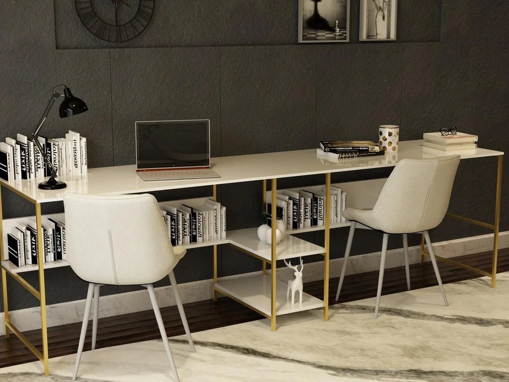 Masă PC Leviathan 400 (Alb + Auriu). 1089407