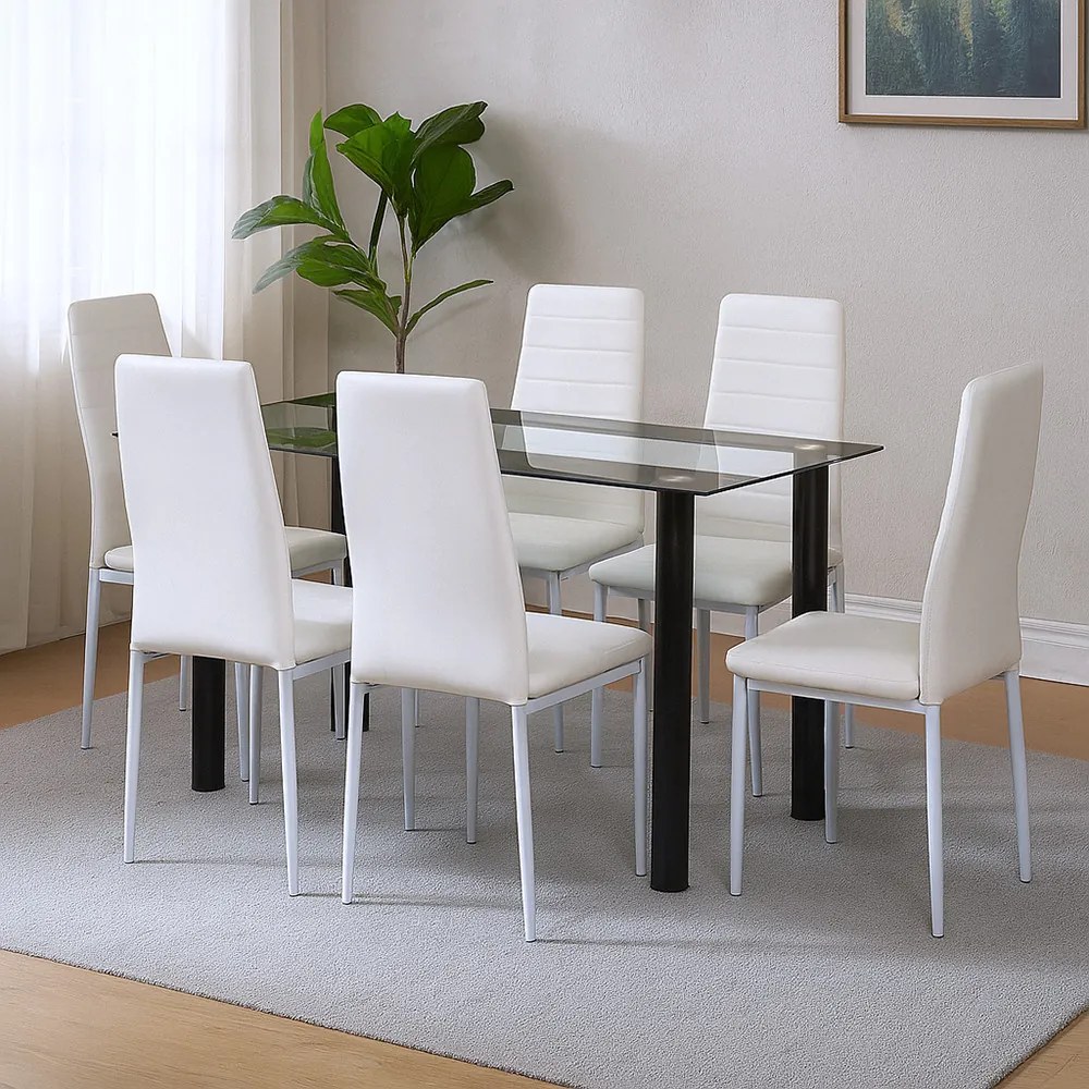 Norman 6+1 set de luat masa alb