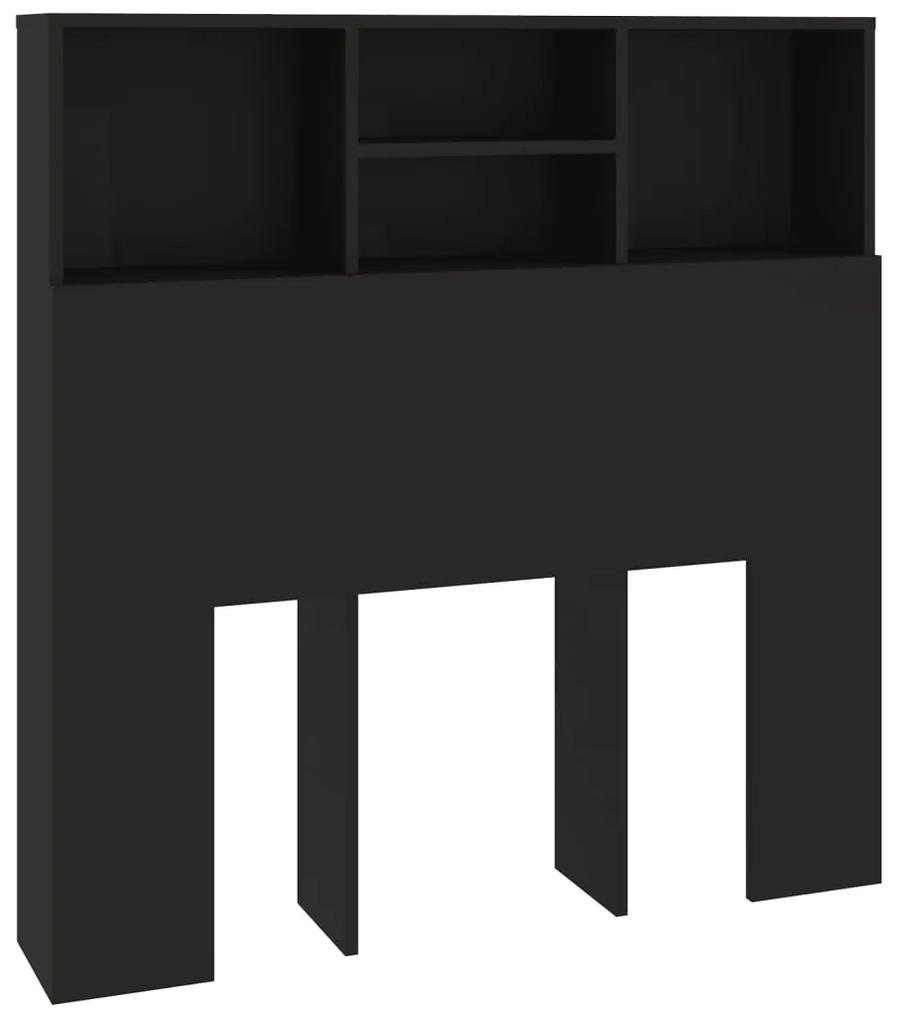 811845 vidaXL Tăblie de pat cu dulap, negru, 100x19x103,5 cm