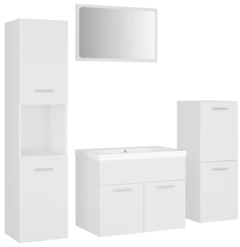 3071090 vidaXL Set mobilier de baie, alb, lemn prelucrat