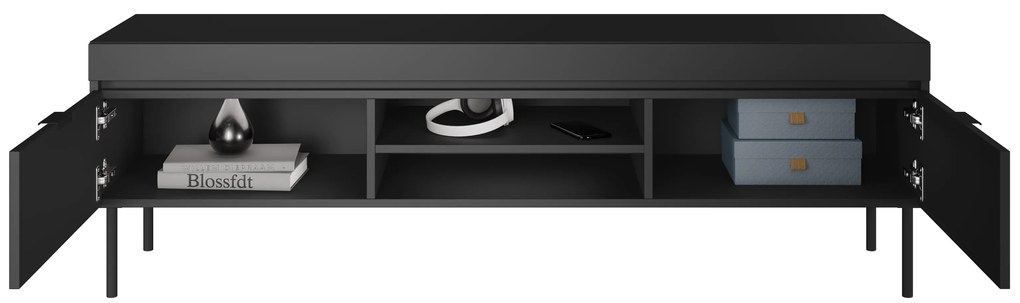 Comodă TV pe picioare metalice Sentia 157 - negru / negru