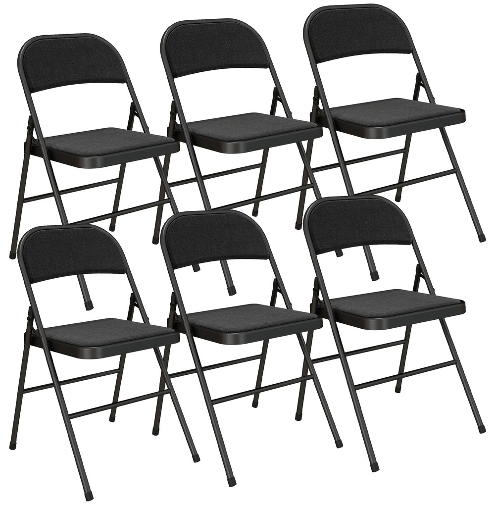 HOMCOM Set de 6 scaune pliante pentru dining scaune portabile cadru din oțel 45 x 46 x 78 cm negru | Aosom Romania