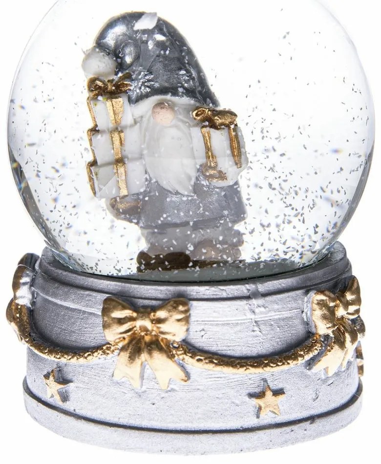 Snow globe Christmas elf, silver, 6.5 x 8.5 cm