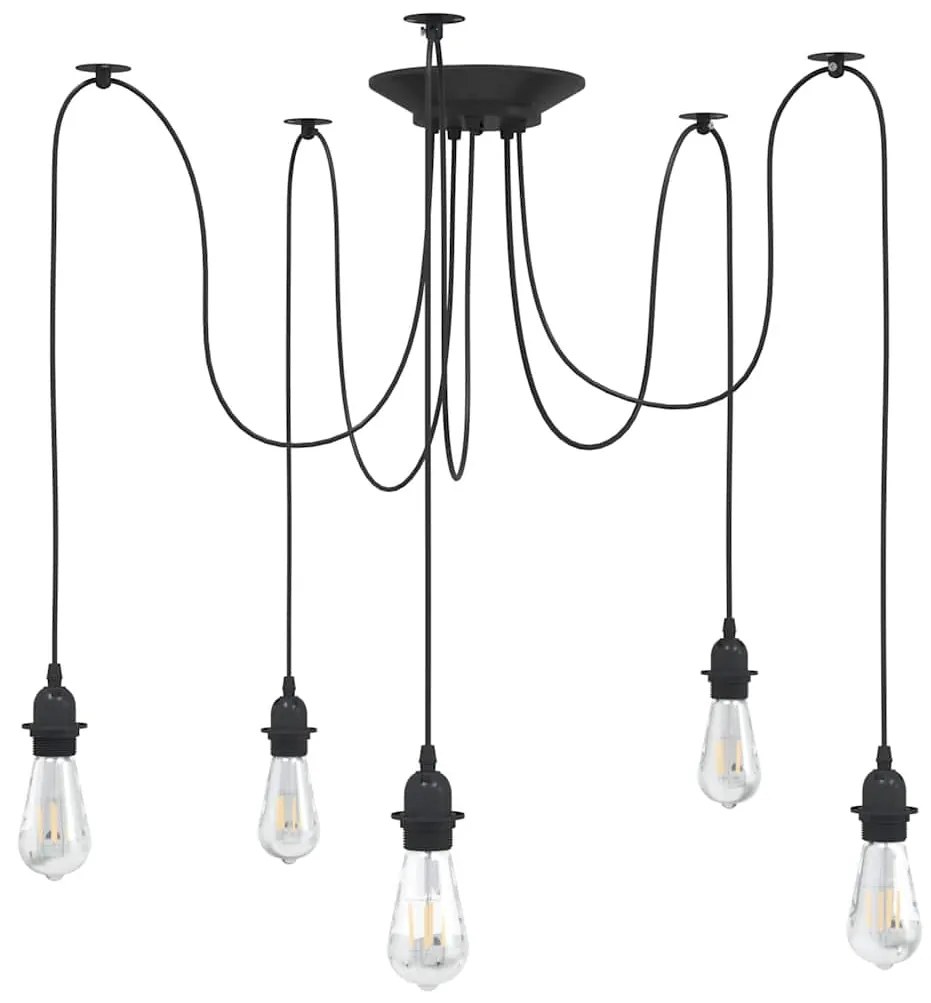 vidaXL Lampă suspendată cu 5 suporturi E27 metal negru