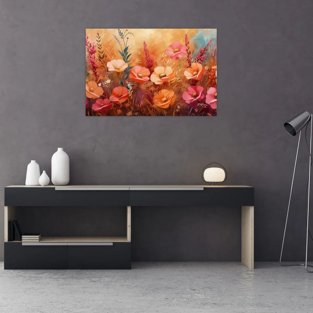 Tablou - Flori de pajiște, pictură (90x60 cm)