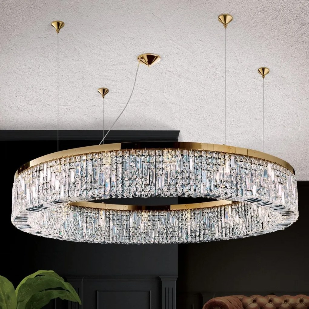Lustra cristal Asfour XXL design modern de lux Ring 140cm gold