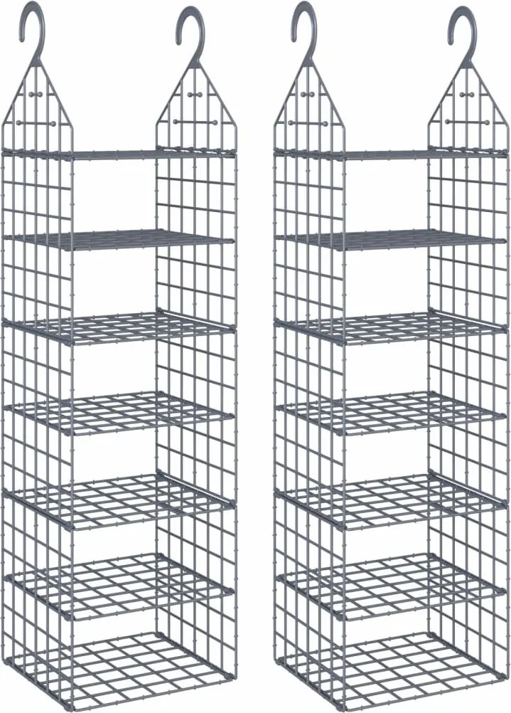 vidaXL Organizator pentru dulap suspendat, cu 7 rafturi, 2 buc.