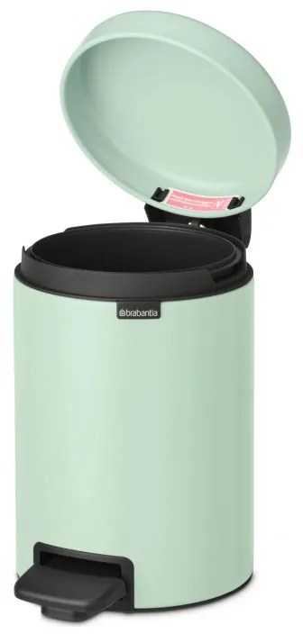Cos de gunoi cu pedala Brabantia NewIcon 1008835, 3 L, Inchidere lina, Baza antiderapanta, Verde deschis