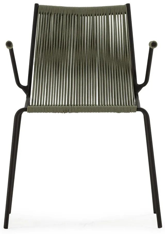 Scaune de dining verzi cu cotiere/stivuibile 2 buc. din metal Emily – Marckeric