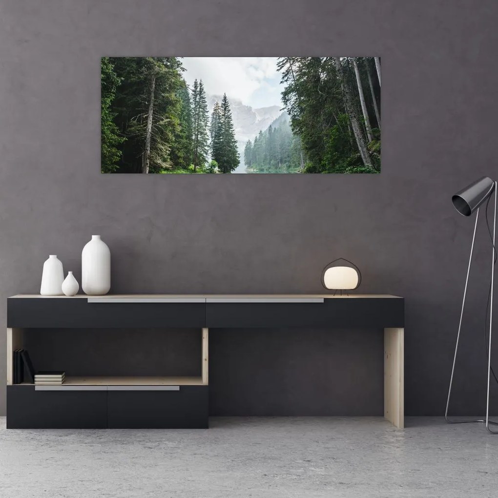 Tablou lacului în pădure (120x50 cm)
