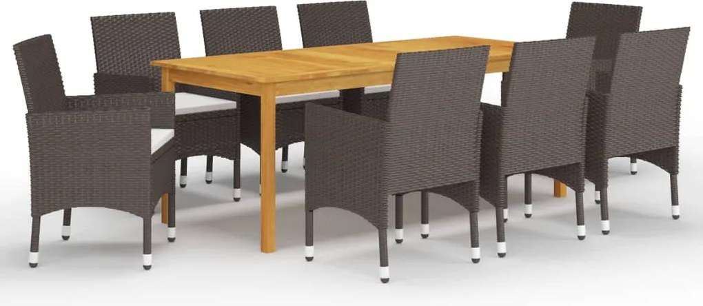 vidaXL Set mobilier de grădină cu perne, 9 piese, maro