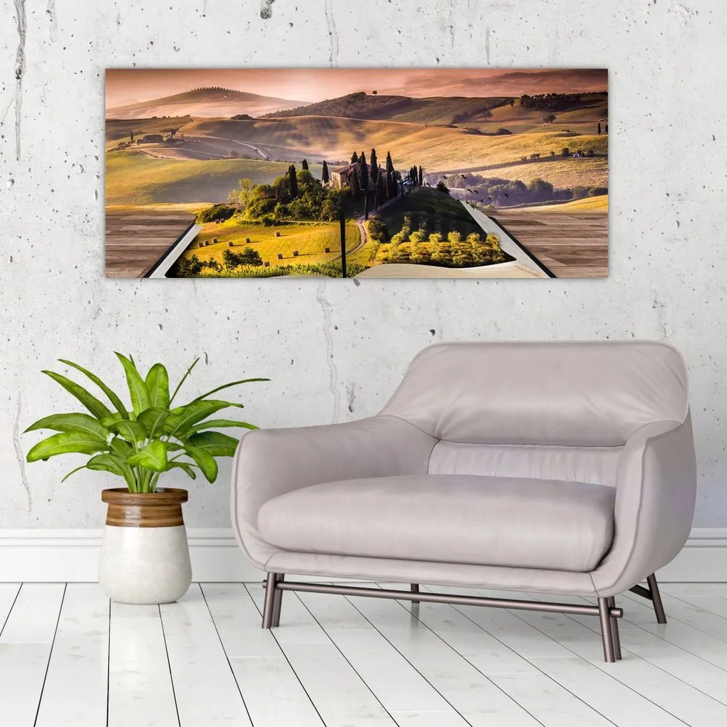 Tablou cu peisaj în carte (120x50 cm)