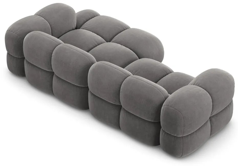 Colțar gri cu tapițerie din catifea (cu colț pe partea dreaptă/cu șezlong) Loretto – Cosmopolitan Design