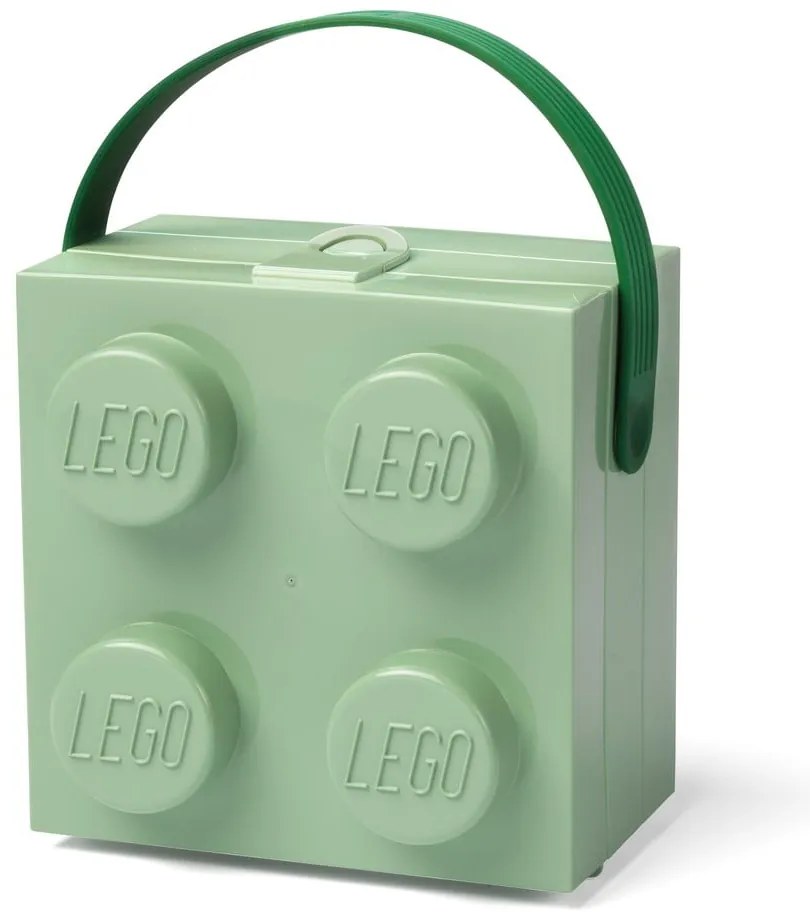 Cutie depozitare LEGO cu mâner, verde