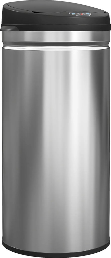Coș de gunoi HOMCOM de 42L cu Senzor de Mișcare și Deschidere Automată, din Oțel Inoxidabil și ABS, 30.5x30.5x68 cm, Negru și Argintiu | Aosom Romania