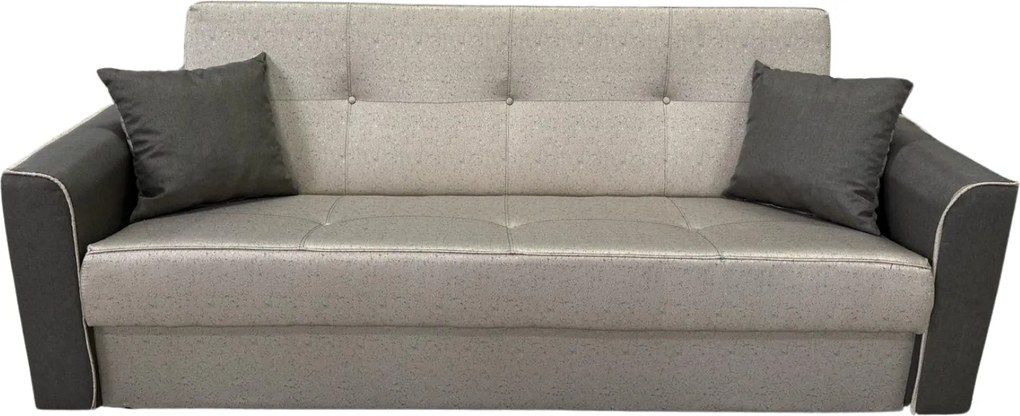 Canapea VERA extensibila, 3 locuri, lada de depozitare, stofa maro + bej, 225x90x90 Maro + Bej, Stofa