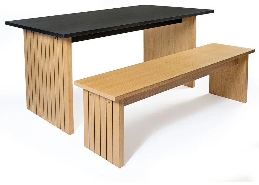 Masă de dining cu blat cu aspect de lemn de stejar 90x160 cm Stripe – Woodman