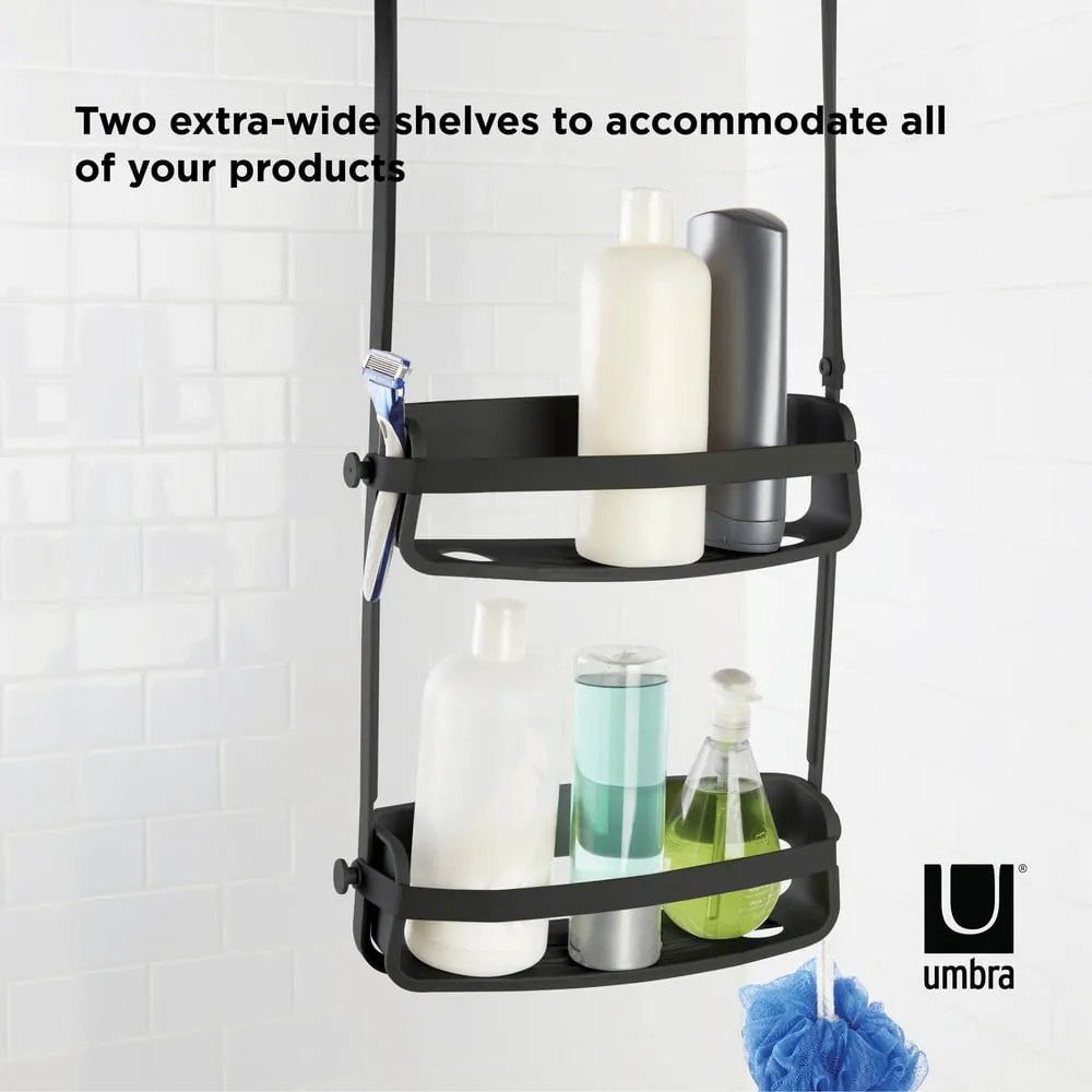 Raft pentru baie negru suspendat din plastic Flex – Umbra